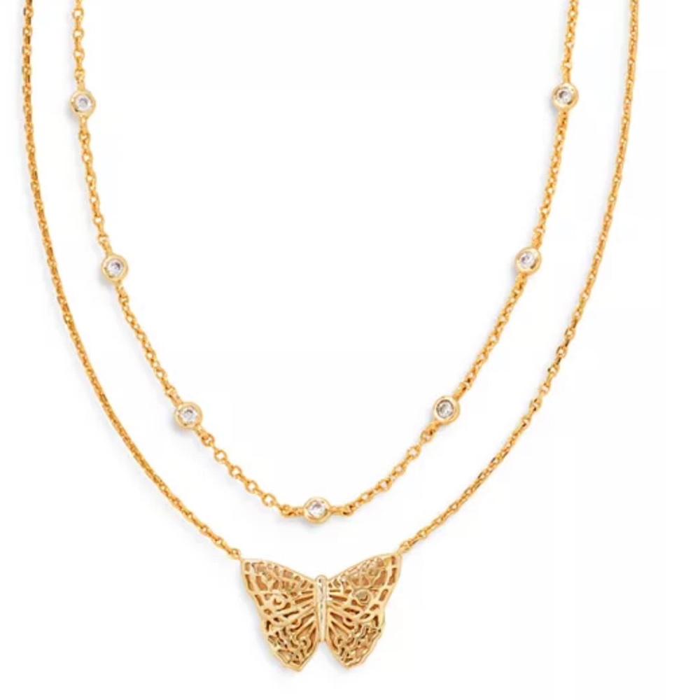Kendra Scott Butterfly Double Chain Necklace